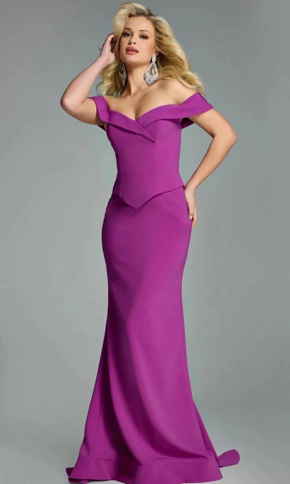Jovani 44861 - Off Shoulder Sheath Gown with Fold Neckline Special Occasion Dress