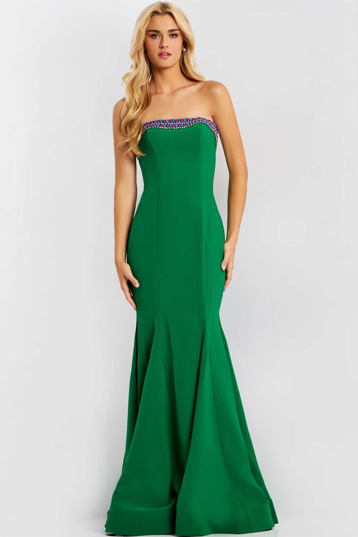 Jovani 44895 - Seamed Bodice Strapless Mermaid Gown