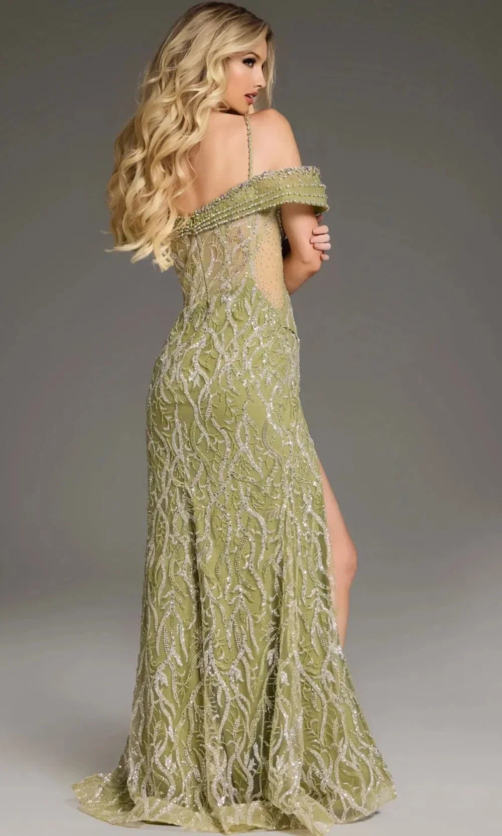 Jovani 45072 - Fully Beaded Off-Shoulder Gown Evening Dresses