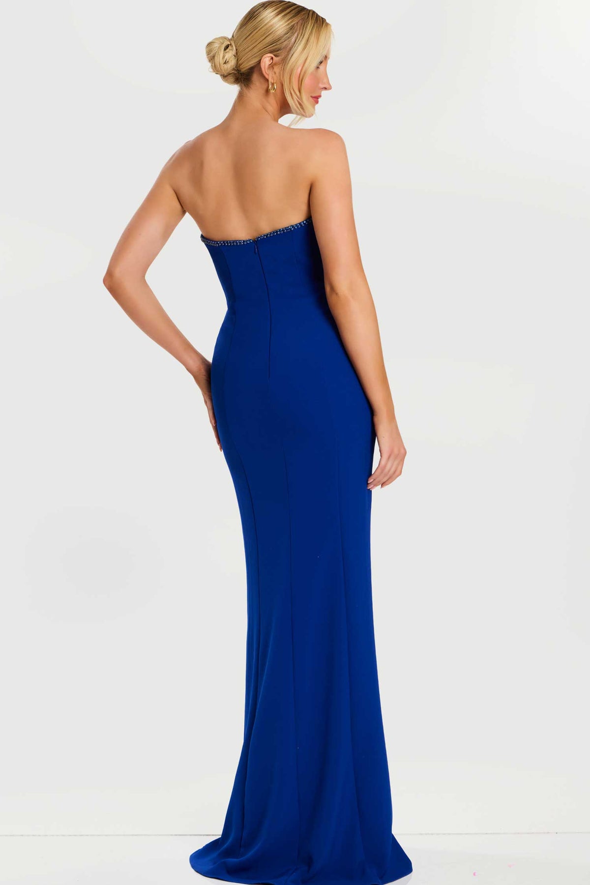 Jovani 45151 - Beaded Trim Column Evening Gown with Slit