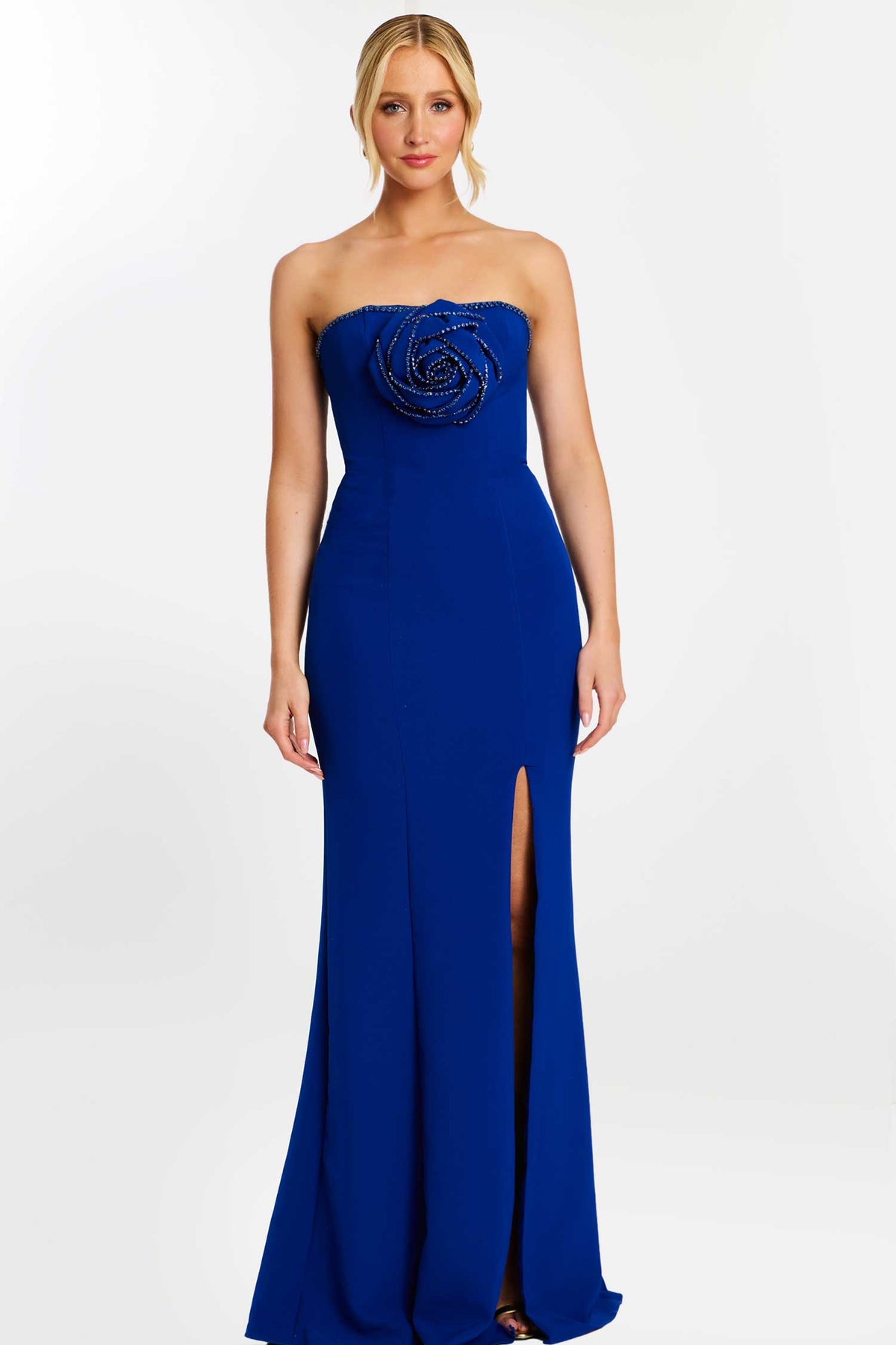 Jovani 45151 - Beaded Trim Column Evening Gown with Slit