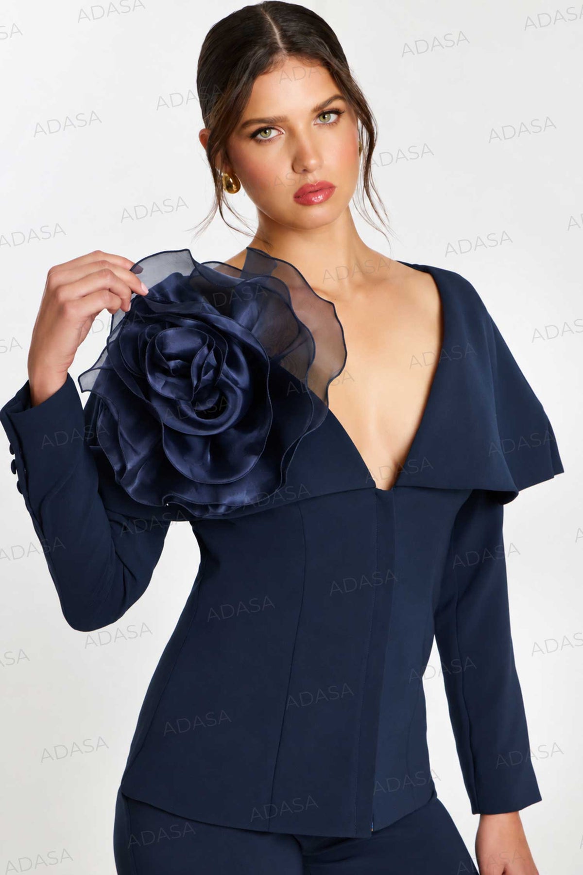Jovani 45177 - Cape Overlay Statement Pantsuit