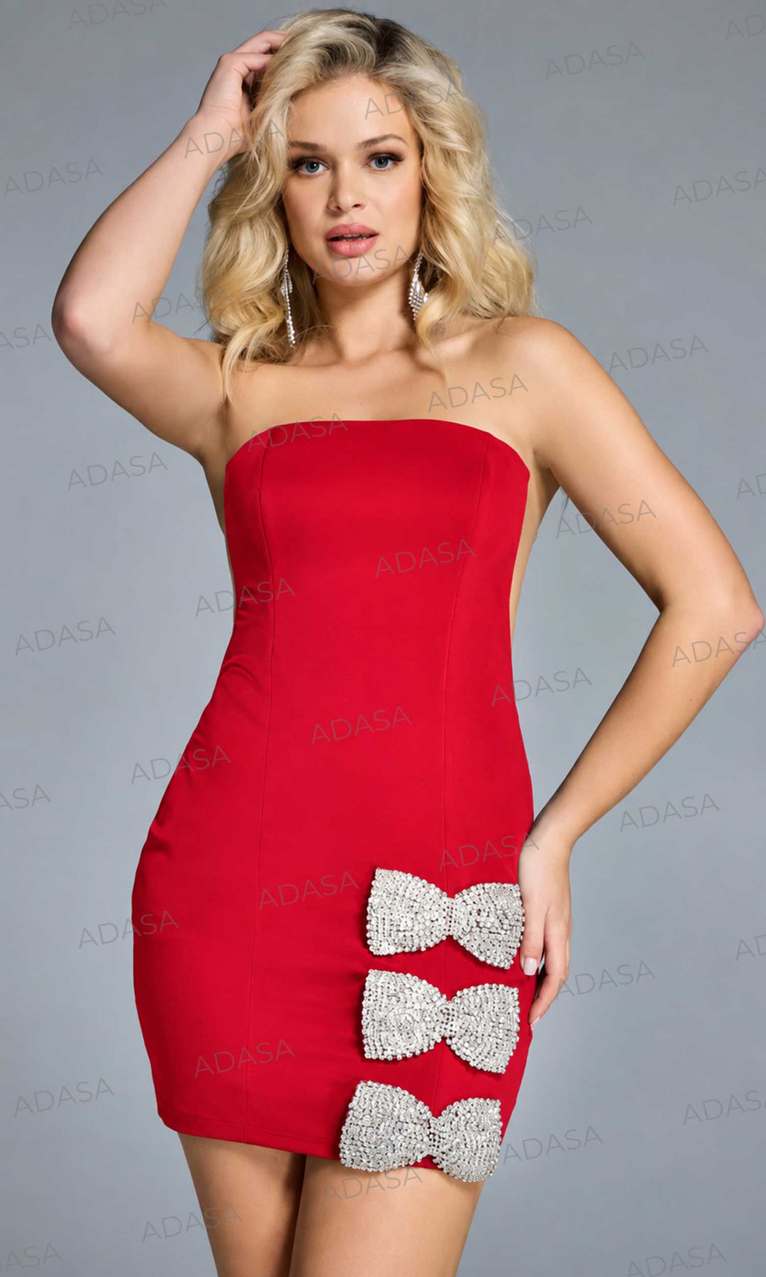 Jovani 45239 - Short Strapless Dress with Crystal Bows