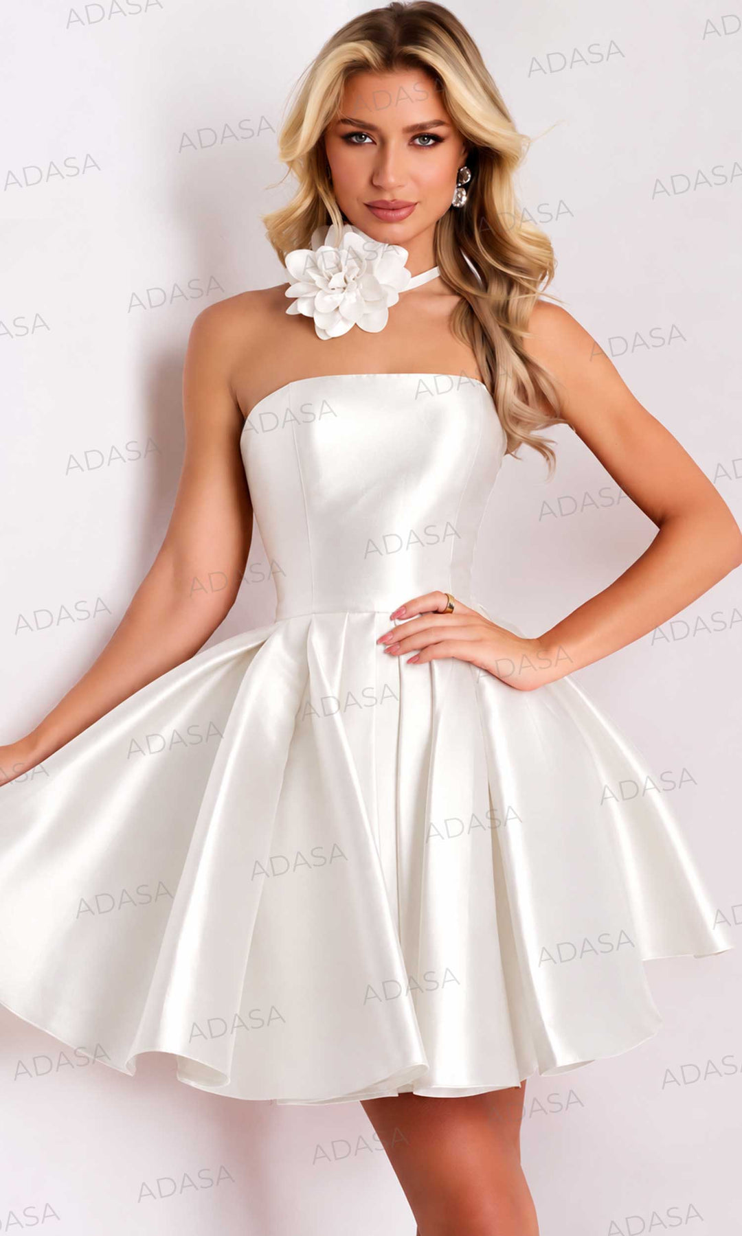 Jovani 45402 - Straight Neckline Pleated Satin Dress