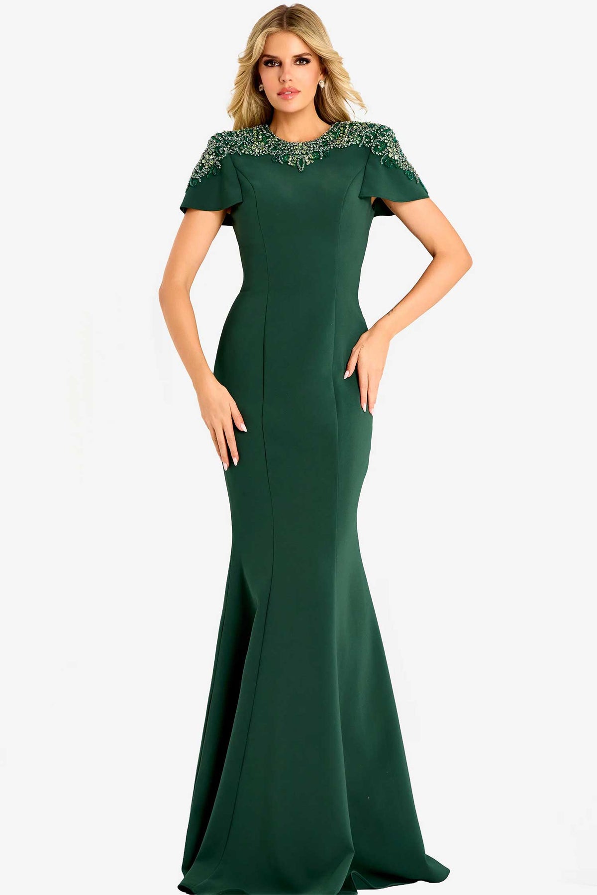 Jovani 45477 - Mermaid Crepe Evening Gown with Seamed Bodice