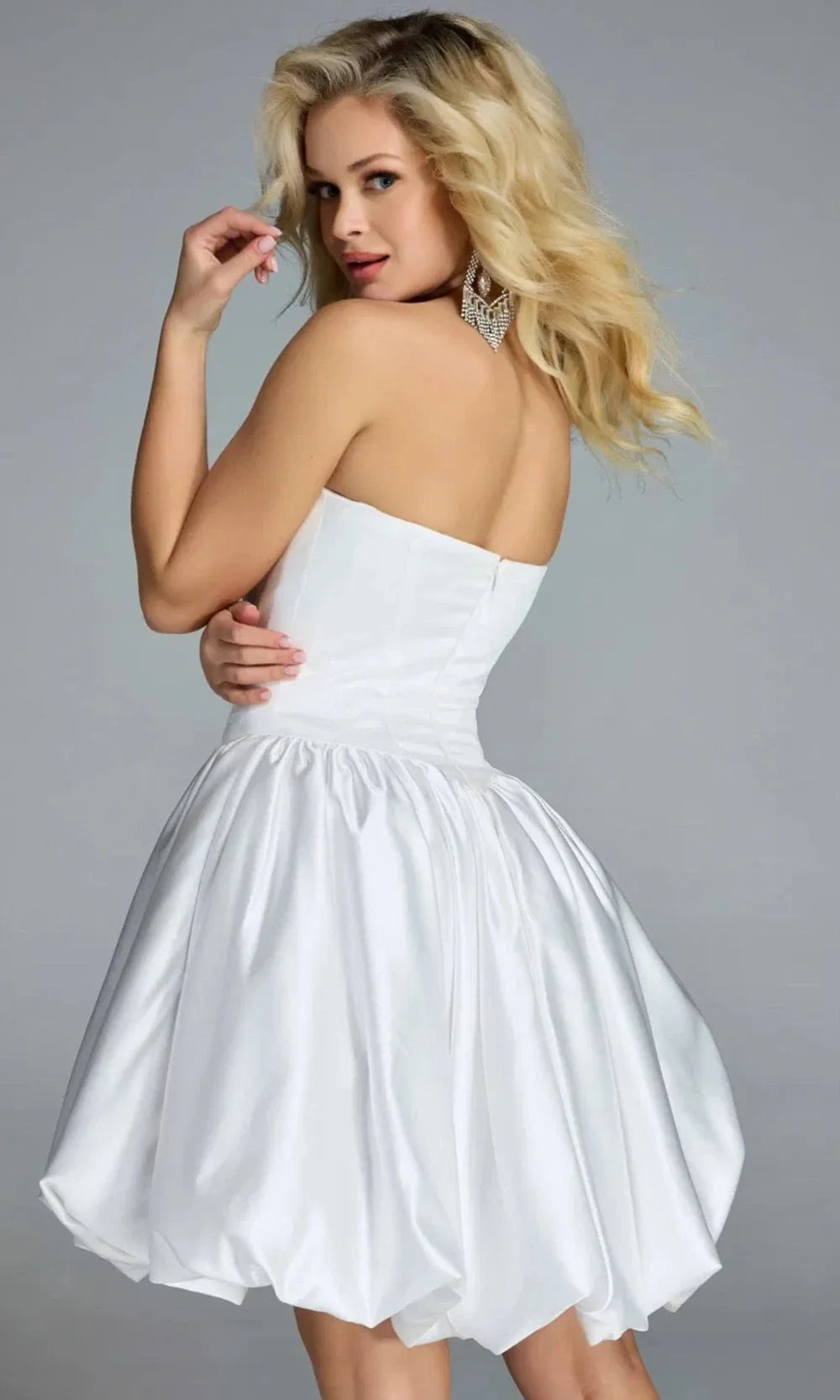 Jovani 45497 - Strapless Bubble Hem Mini Dress Bridal Dresses
