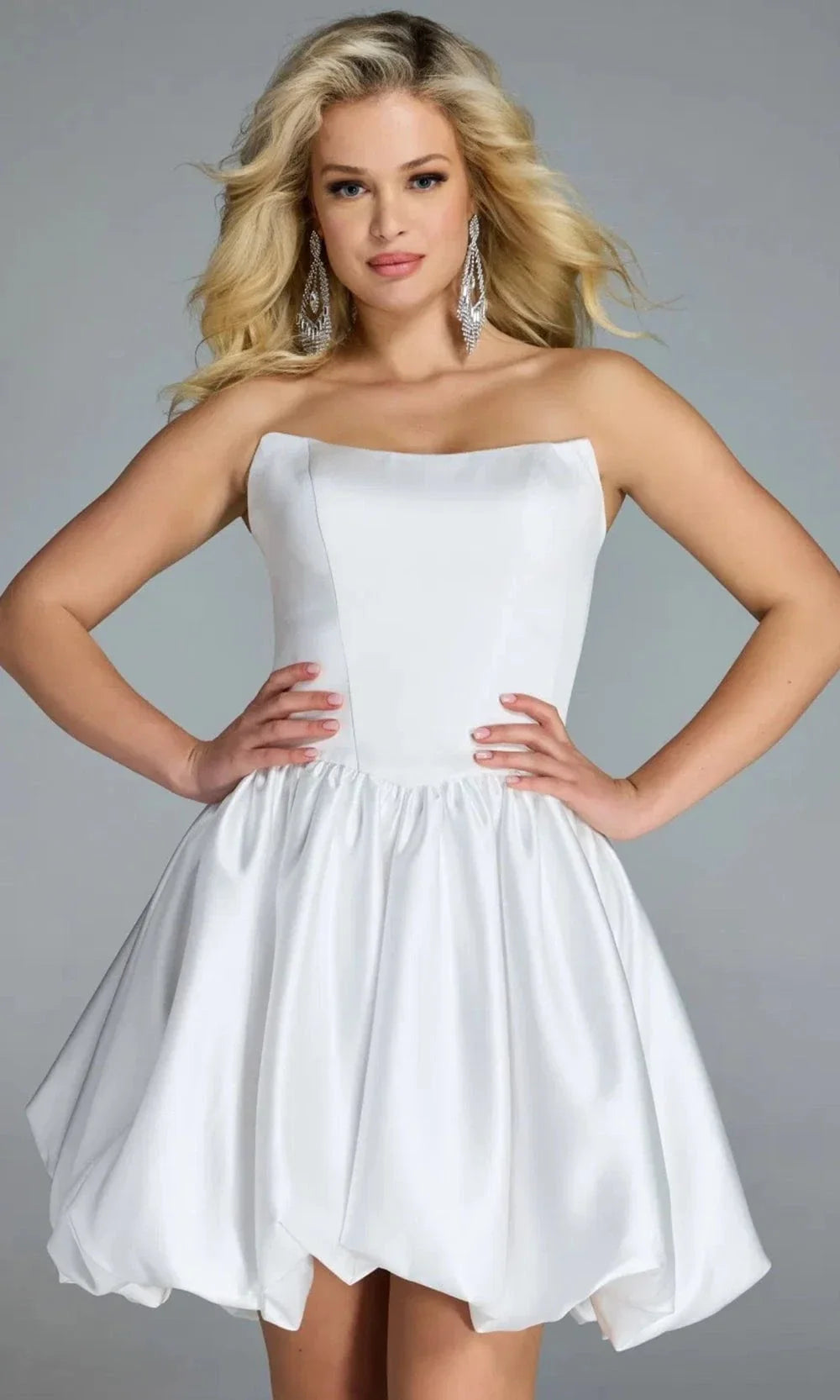 Jovani 45497 - Strapless Bubble Hem Mini Dress Bridal Dresses
