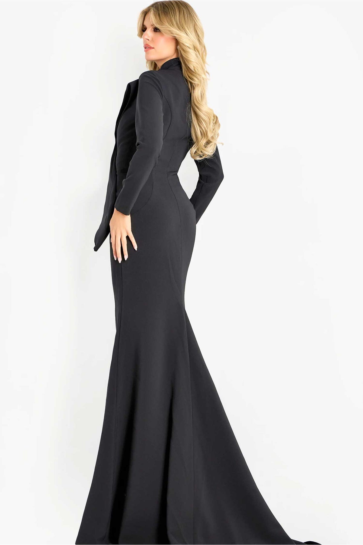 Jovani 45617 - Long Sleeve Structured Lapel Evening Gown