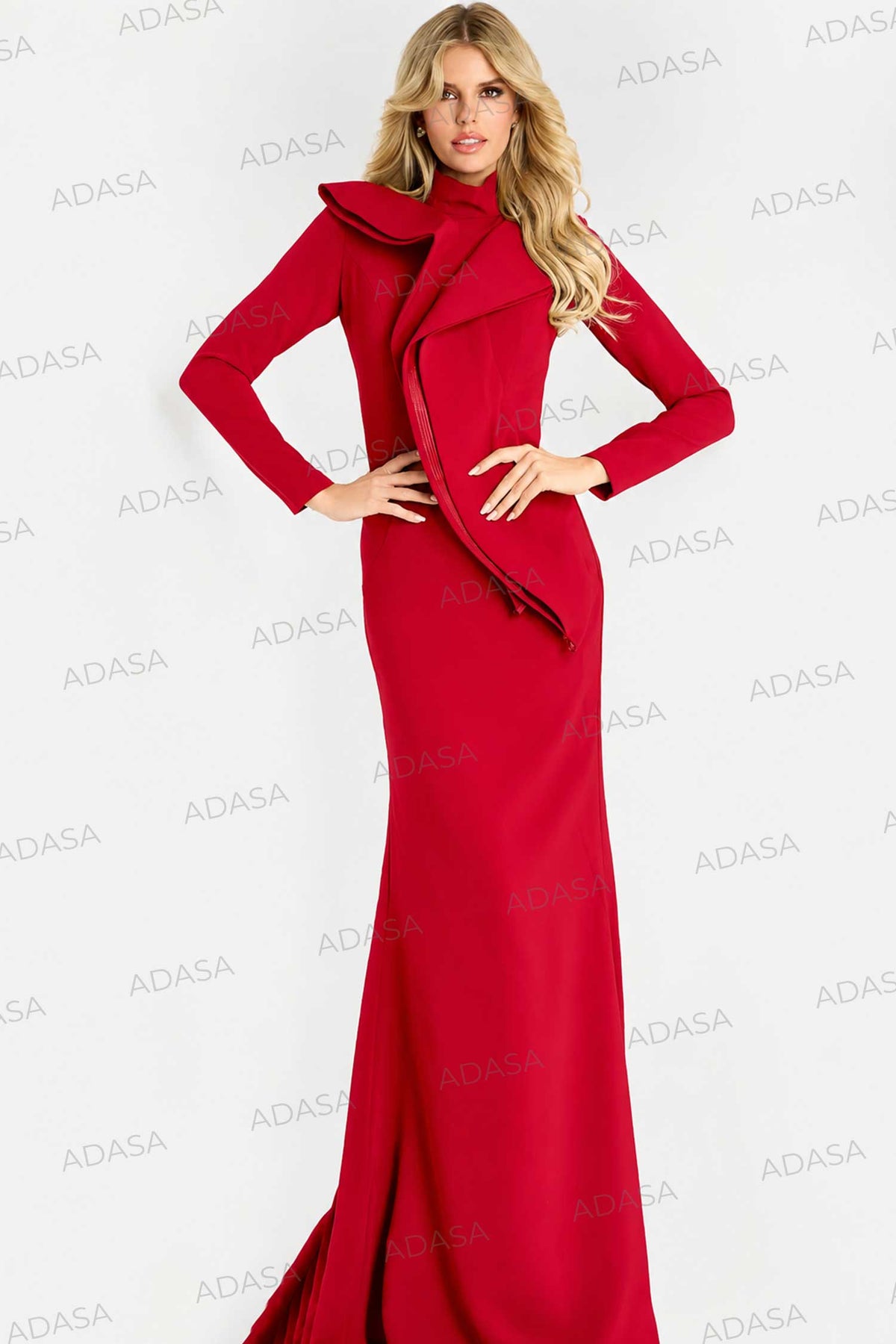Jovani 45617 - Long Sleeve Structured Lapel Evening Gown