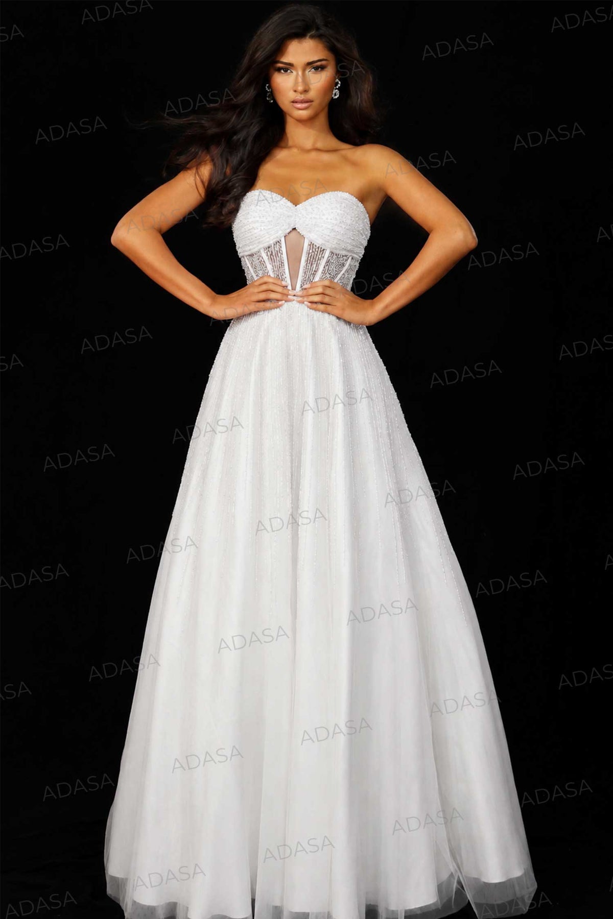 Jovani 45885 - Sweetheart Corset A-Line Beaded Gown
