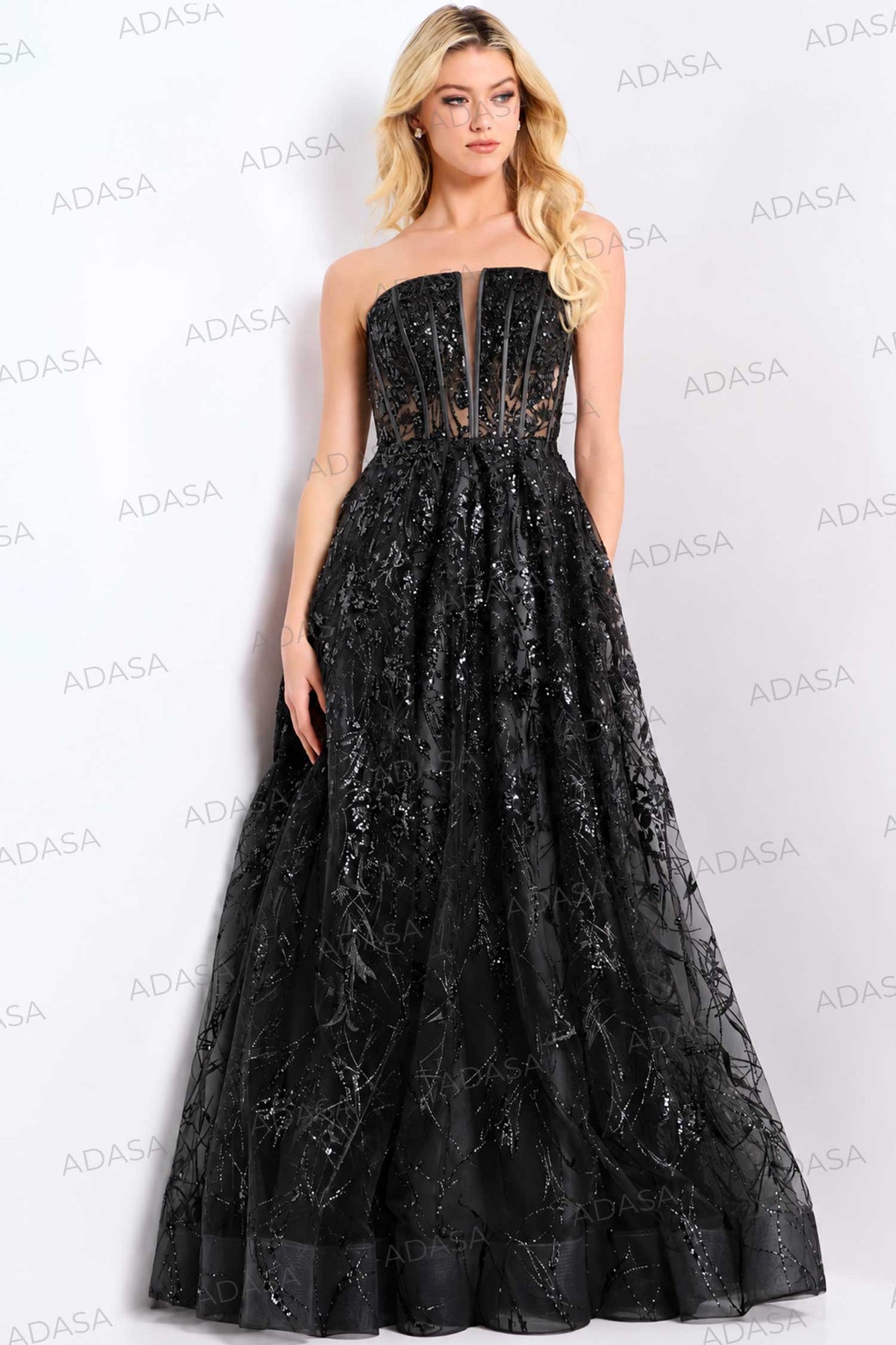 Jovani 45913 - Strapless Shimmer A-Line Prom Gown