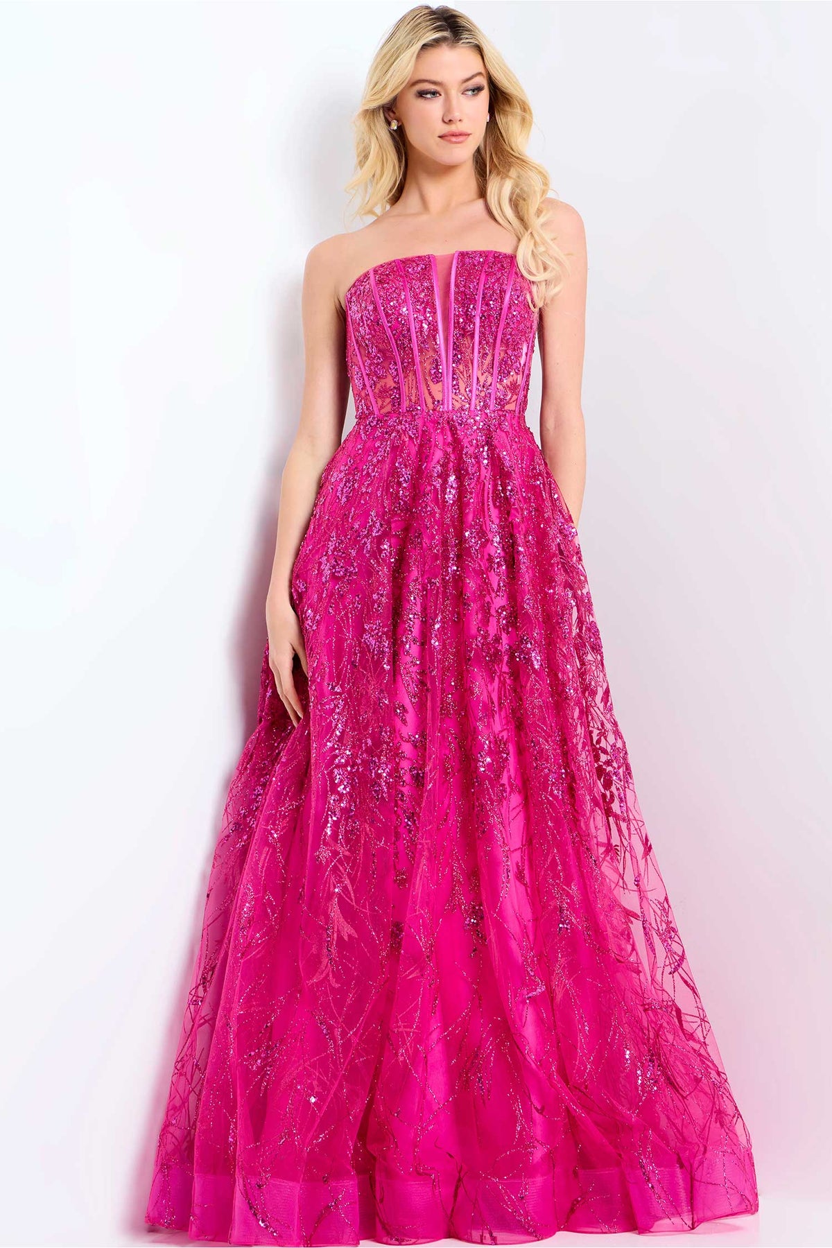 Jovani 45913 - Strapless Shimmer A-Line Prom Gown