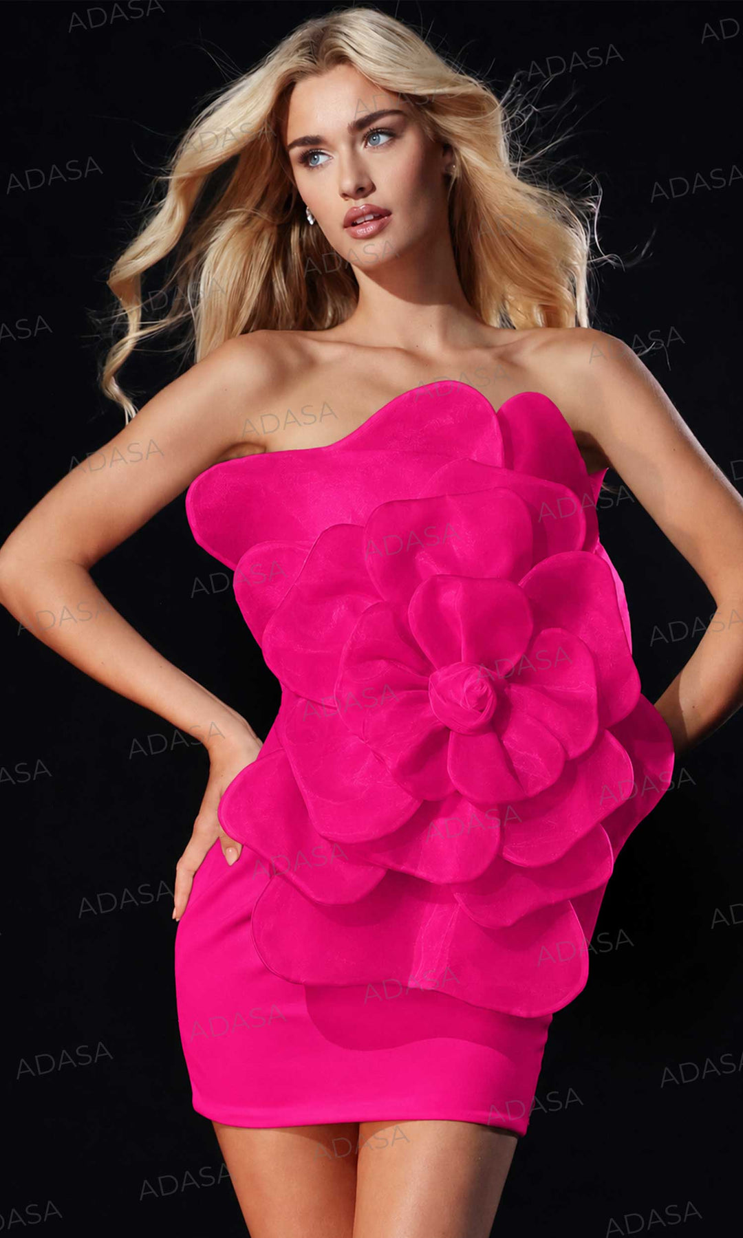Jovani 45921 - Floral Applique Straight Neck Bodycon Dress