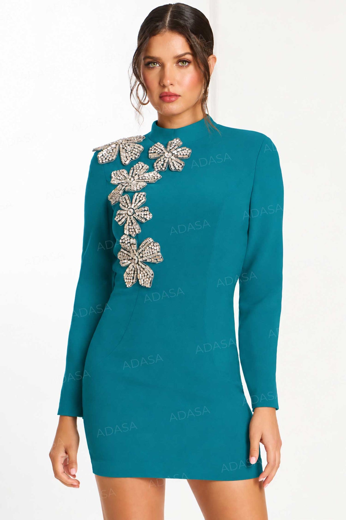 Jovani 46005 - Long Sleeve Embellished Bodycon Dress
