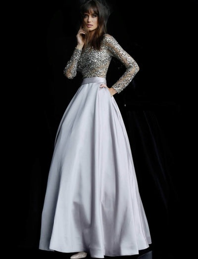 Jovani - 46066 Stone Embellished Long Sleeves Ballgown Mother of the Bride Dresses