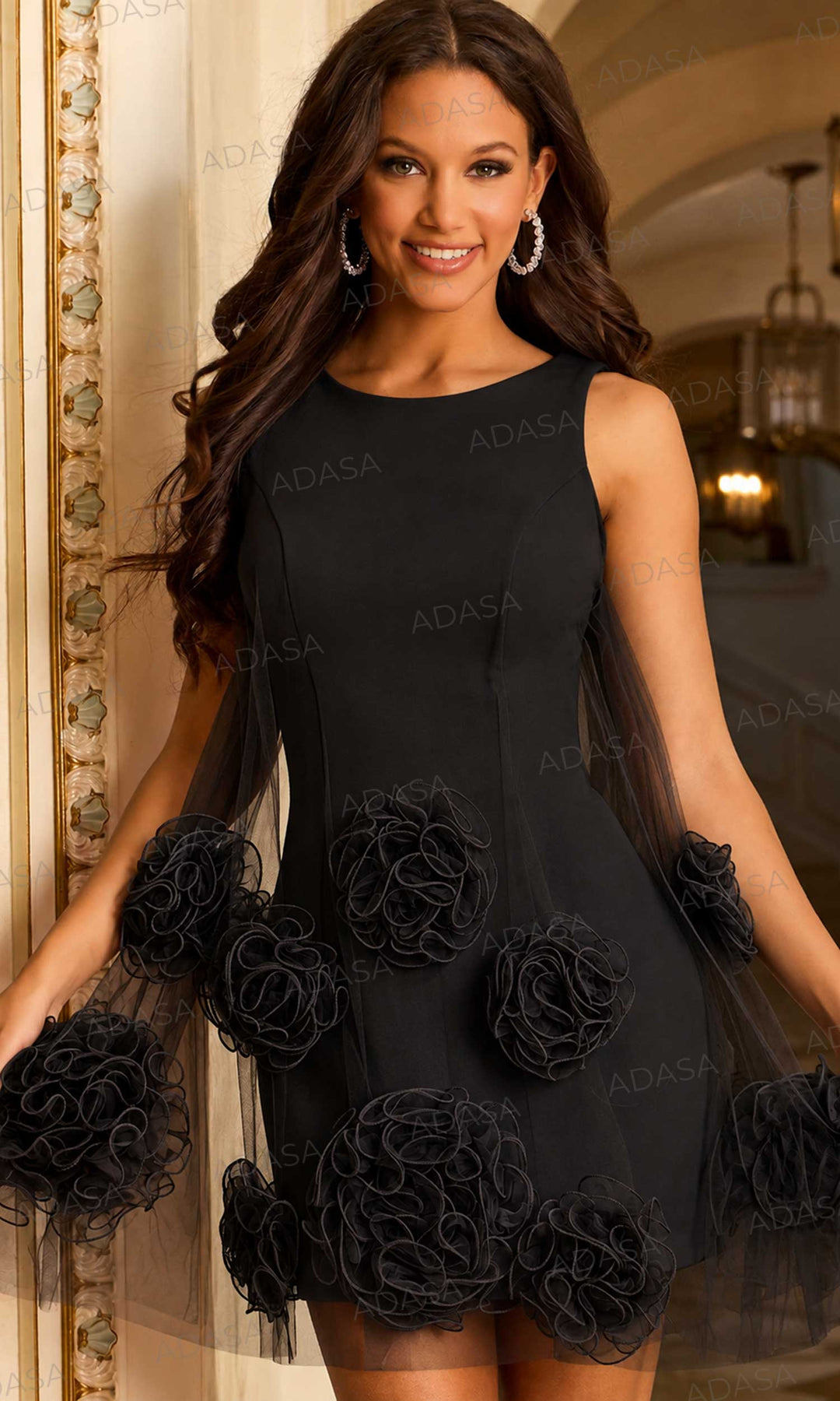 Jovani 46135 - Jewel Sleeveless Mini Dress with 3D Floral