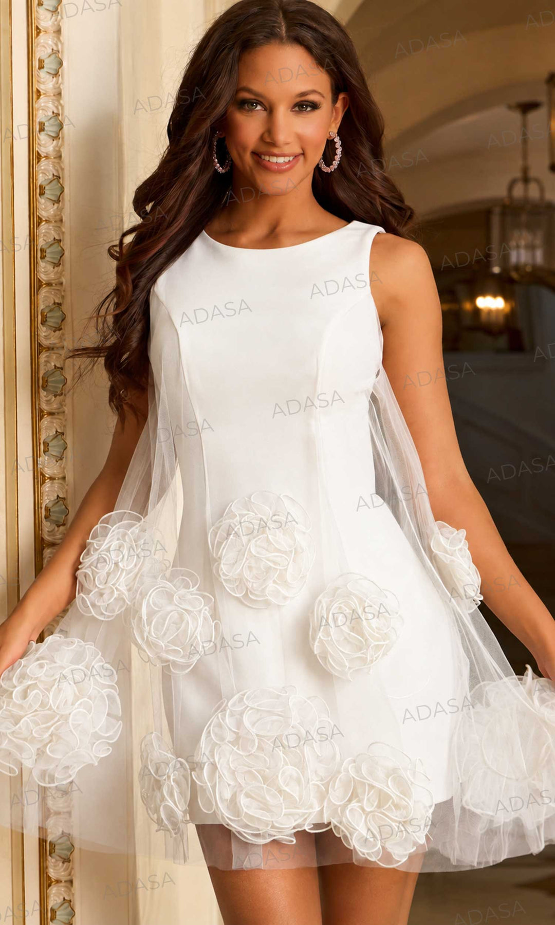 Jovani 46135 - Jewel Sleeveless Mini Dress with 3D Floral