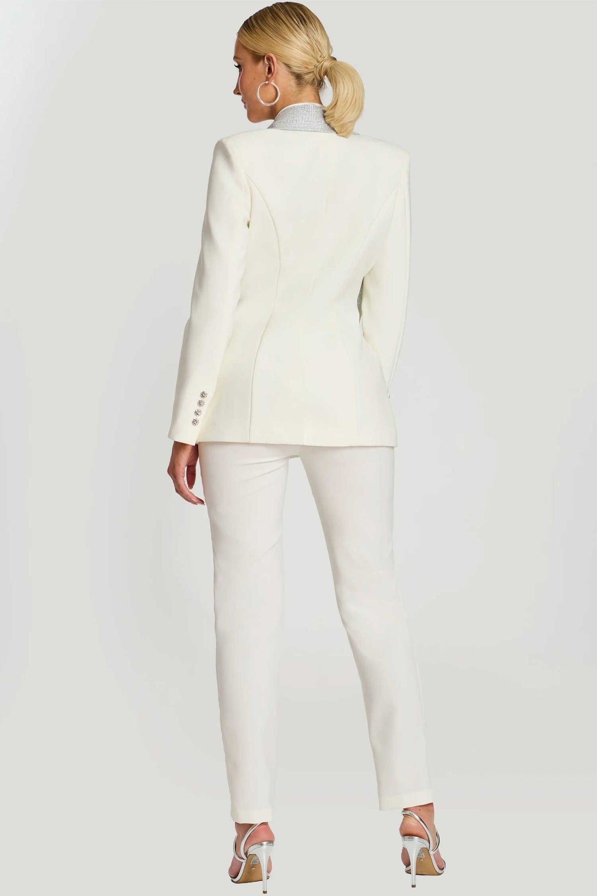 Jovani 46267 - Long Sleeve Fitted Pantsuit with Rhinestone Buttons