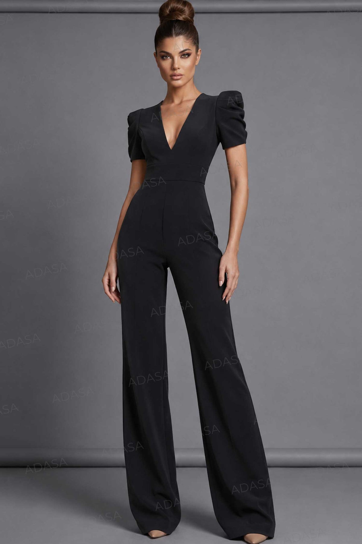 Jovani 46284 - High Neck Jumpsuit with Ruffle Accent