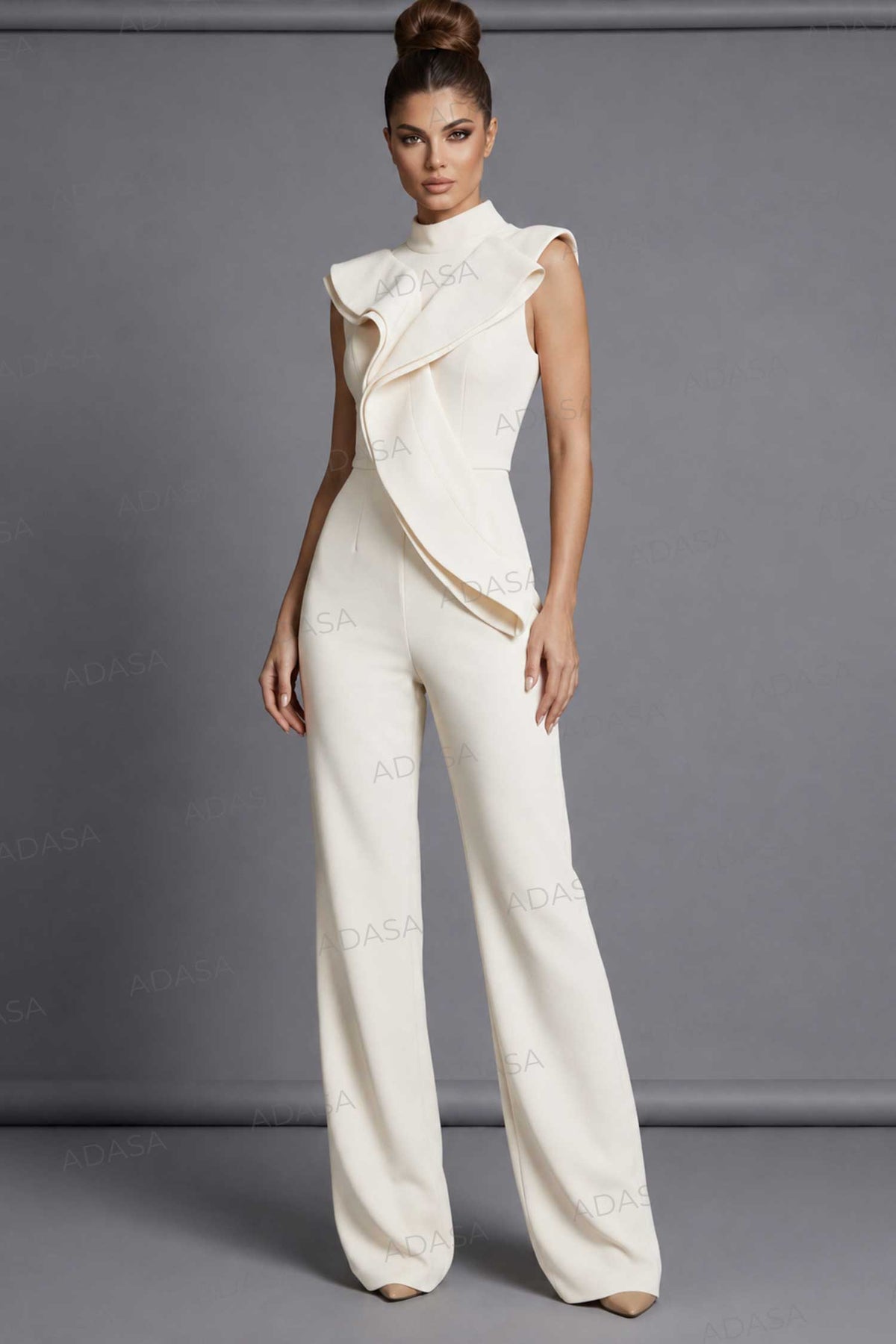 Jovani 46284 - High Neck Jumpsuit with Ruffle Accent