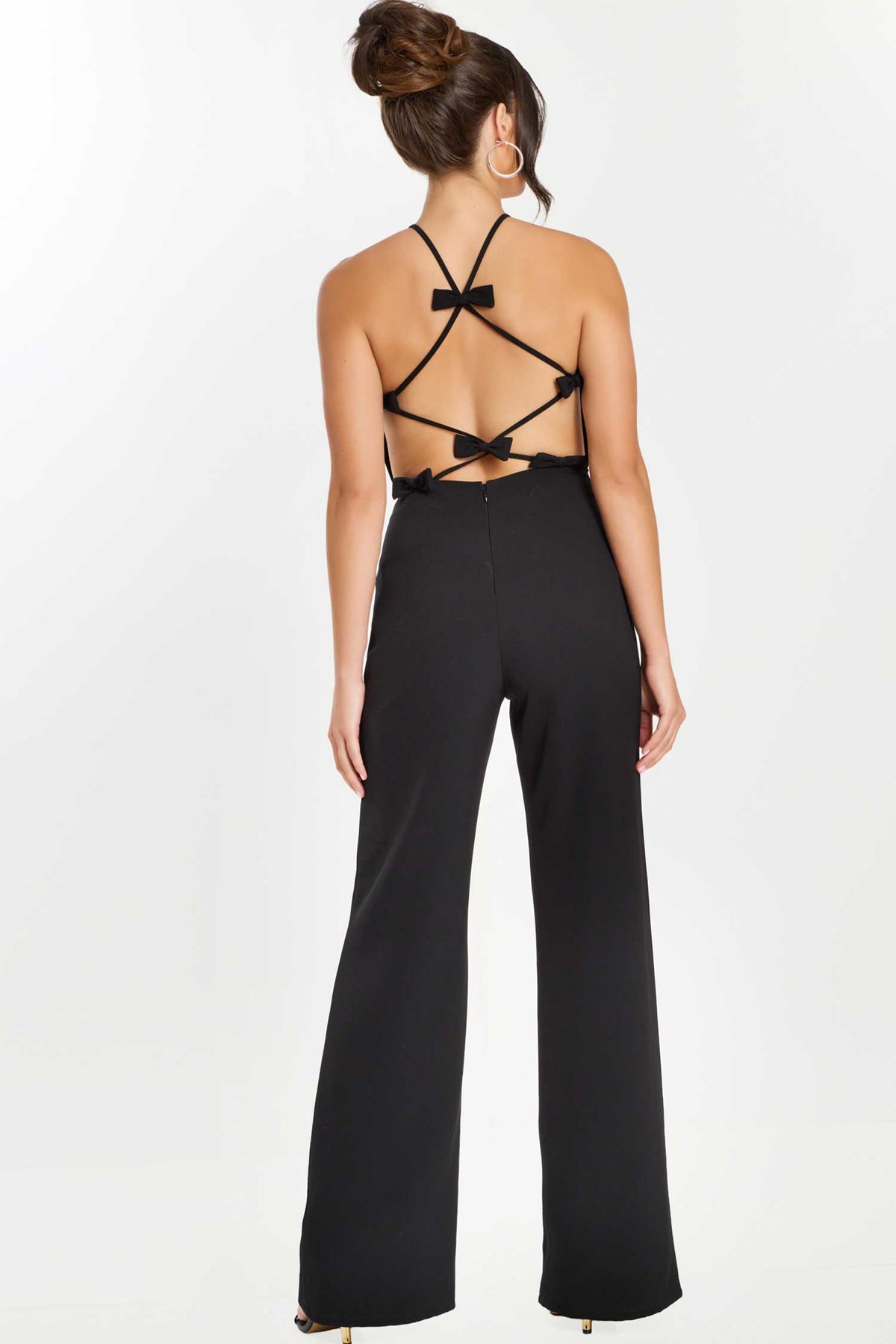 Jovani 46558 - Crisscross Back Wide Leg Jumpsuit