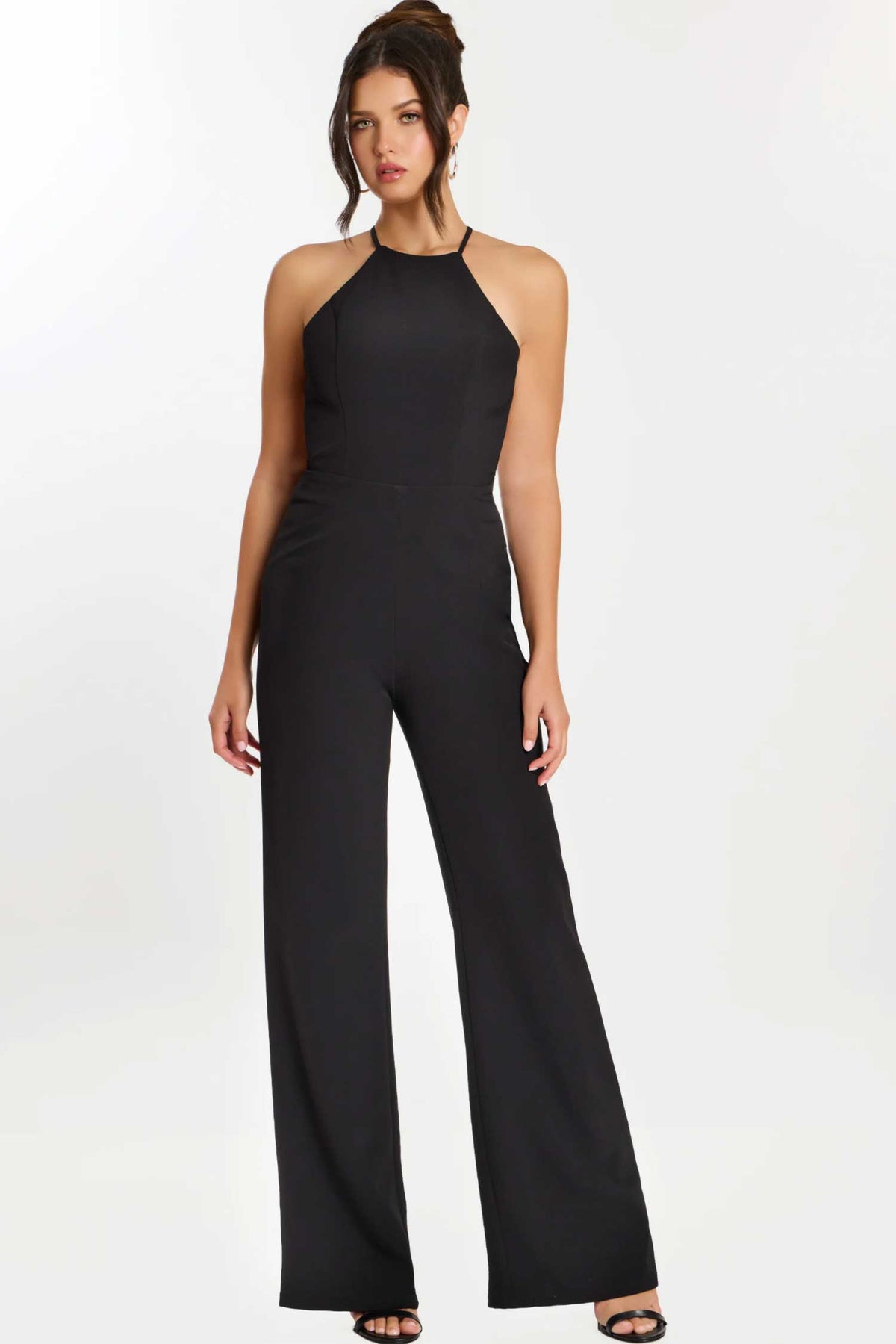 Jovani 46558 - Crisscross Back Wide Leg Jumpsuit