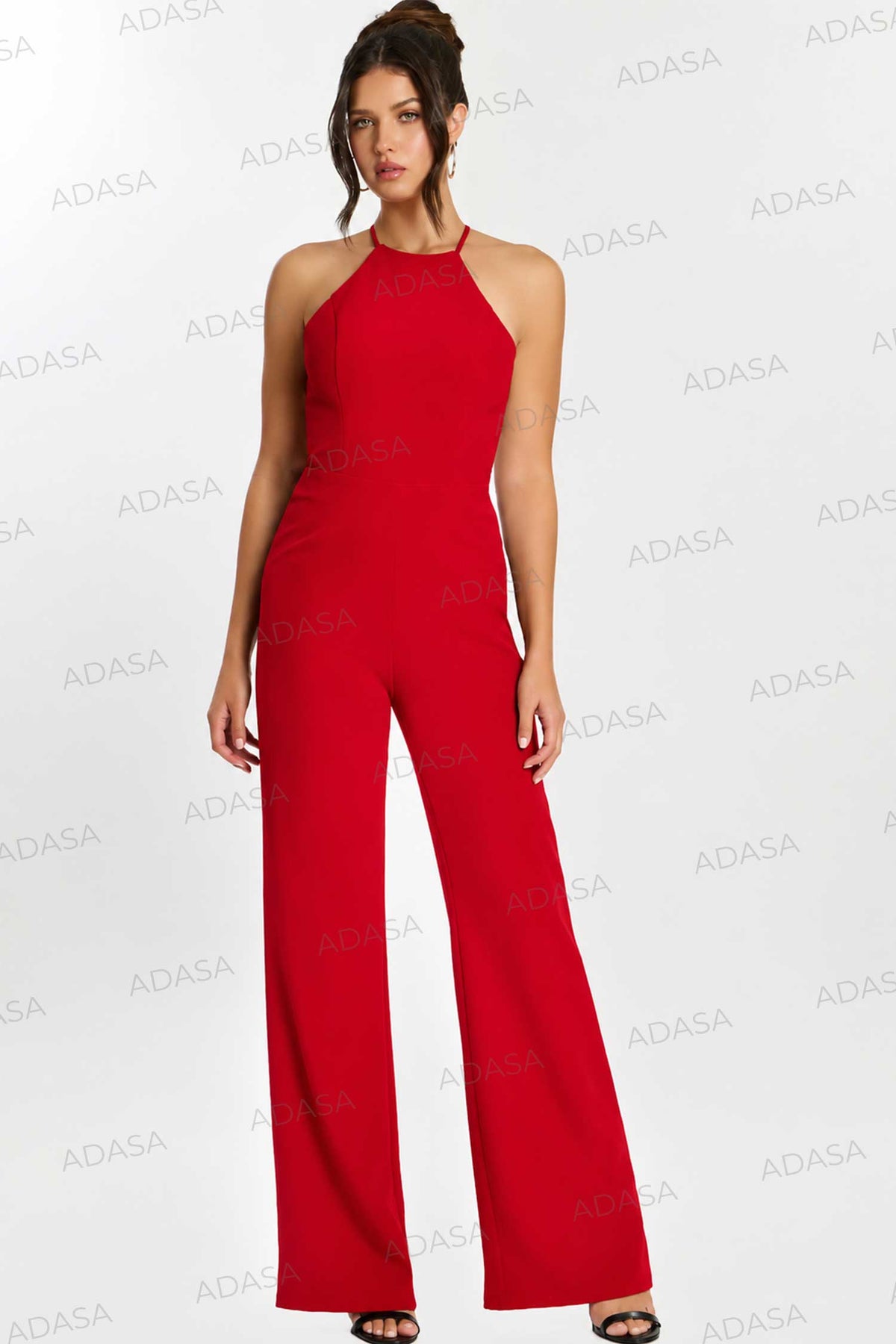 Jovani 46558 - Crisscross Back Wide Leg Jumpsuit