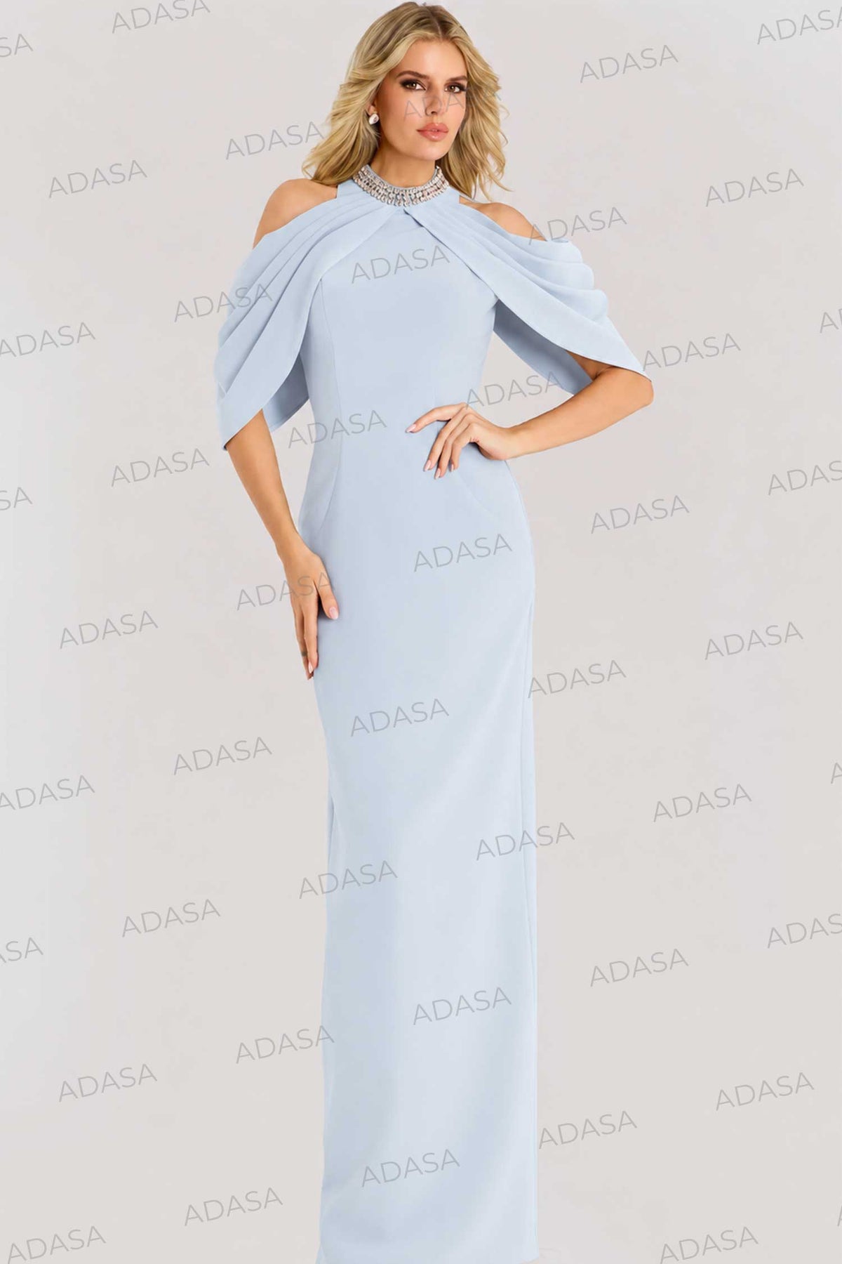 Jovani 46742 - Cold Shoulder Back Slit Evening Gown