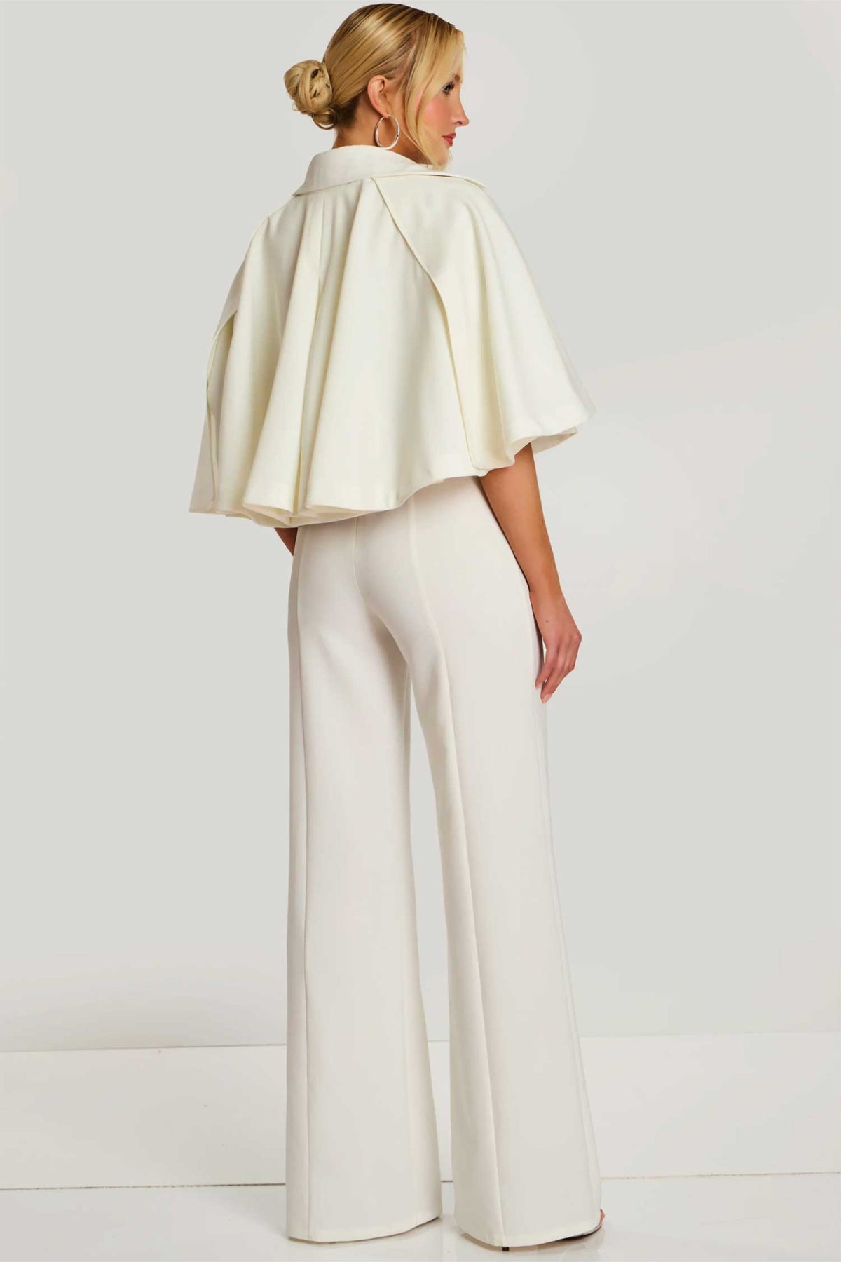 Jovani 46781 - Notched Neck Strapless Jumpsuit with Cape