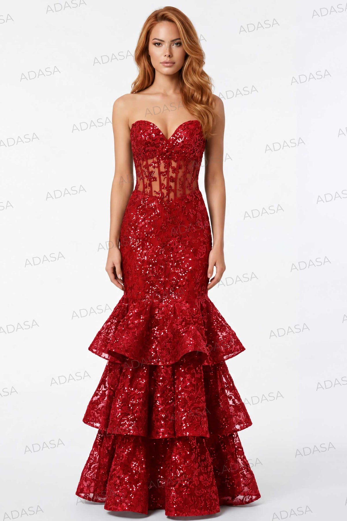 Jovani 46821 - Tiered Ruffle Strapless Prom Gown