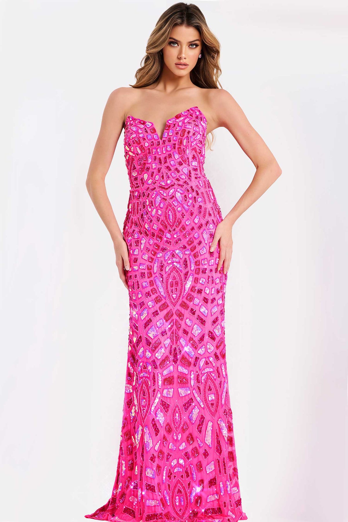 Jovani 46938 - Fitted Bodice Sequin Ornate Prom Dress
