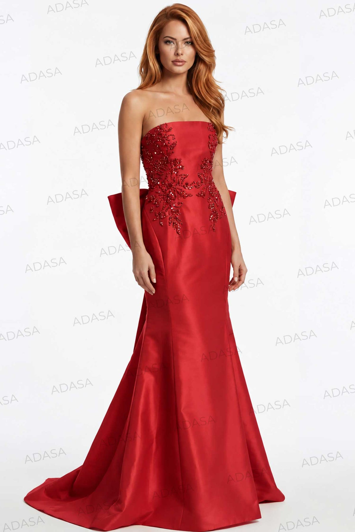 Jovani 46982 - Straight Neckline Prom Gown with Oversized Bow