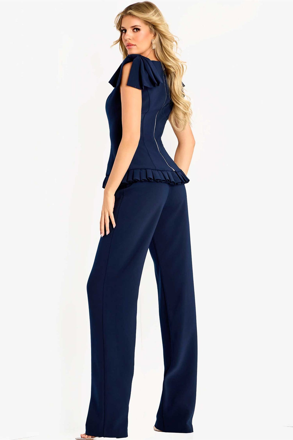 Jovani 47022 - Bateau Neck Straight Leg Pantsuit