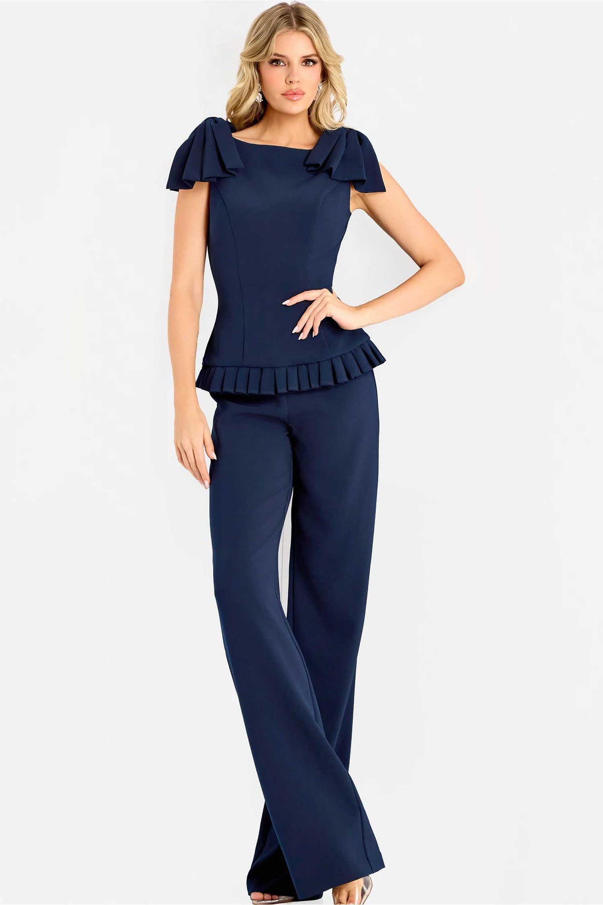Jovani 47022 - Bateau Neck Straight Leg Pantsuit