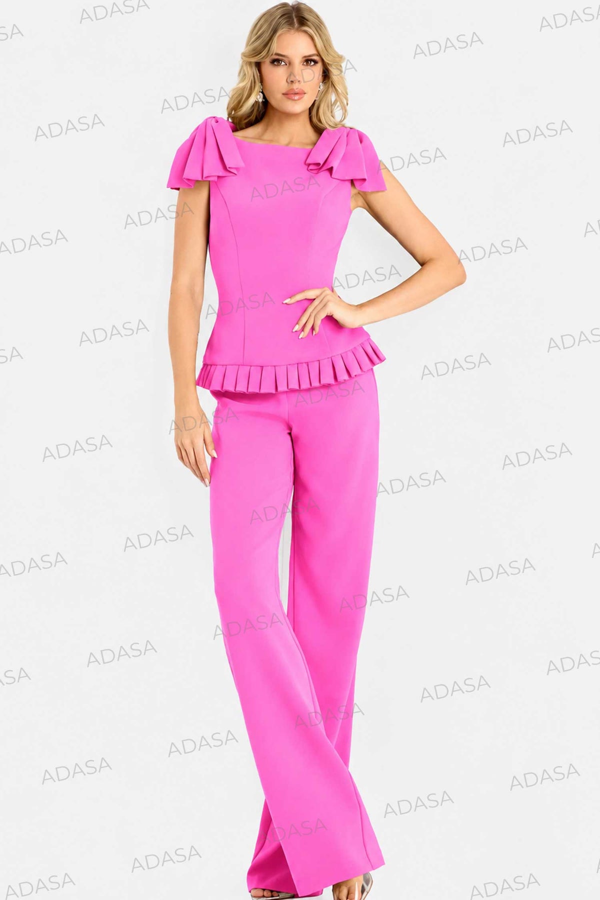 Jovani 47022 - Bateau Neck Straight Leg Pantsuit