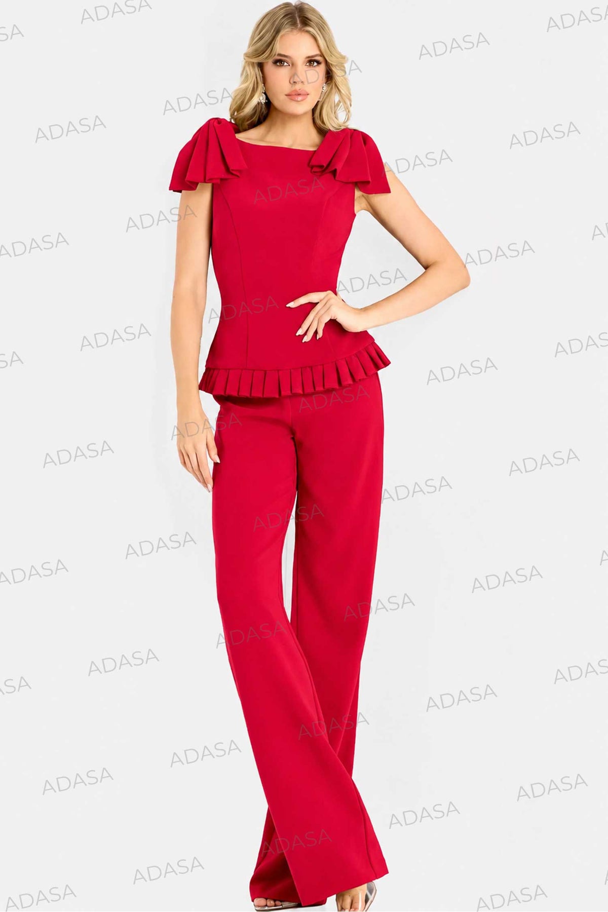 Jovani 47022 - Bateau Neck Straight Leg Pantsuit