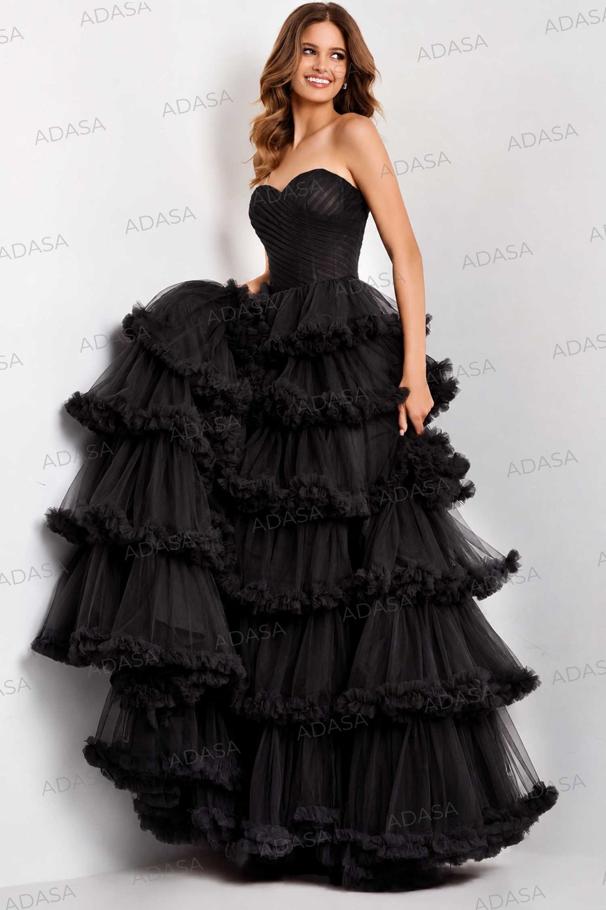 Jovani 47139 - Sweetheart Tiered Tulle Gown