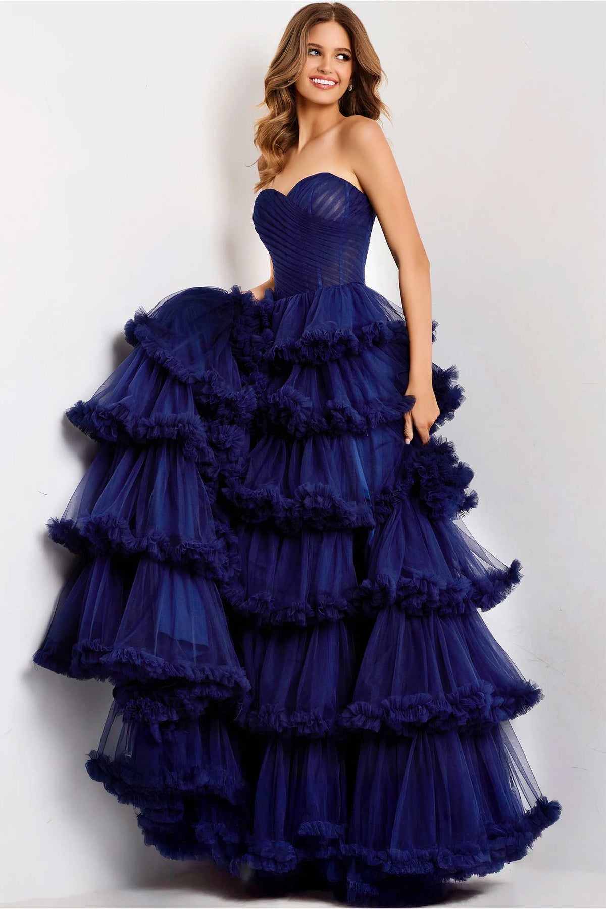 Jovani 47139 - Sweetheart Tiered Tulle Gown