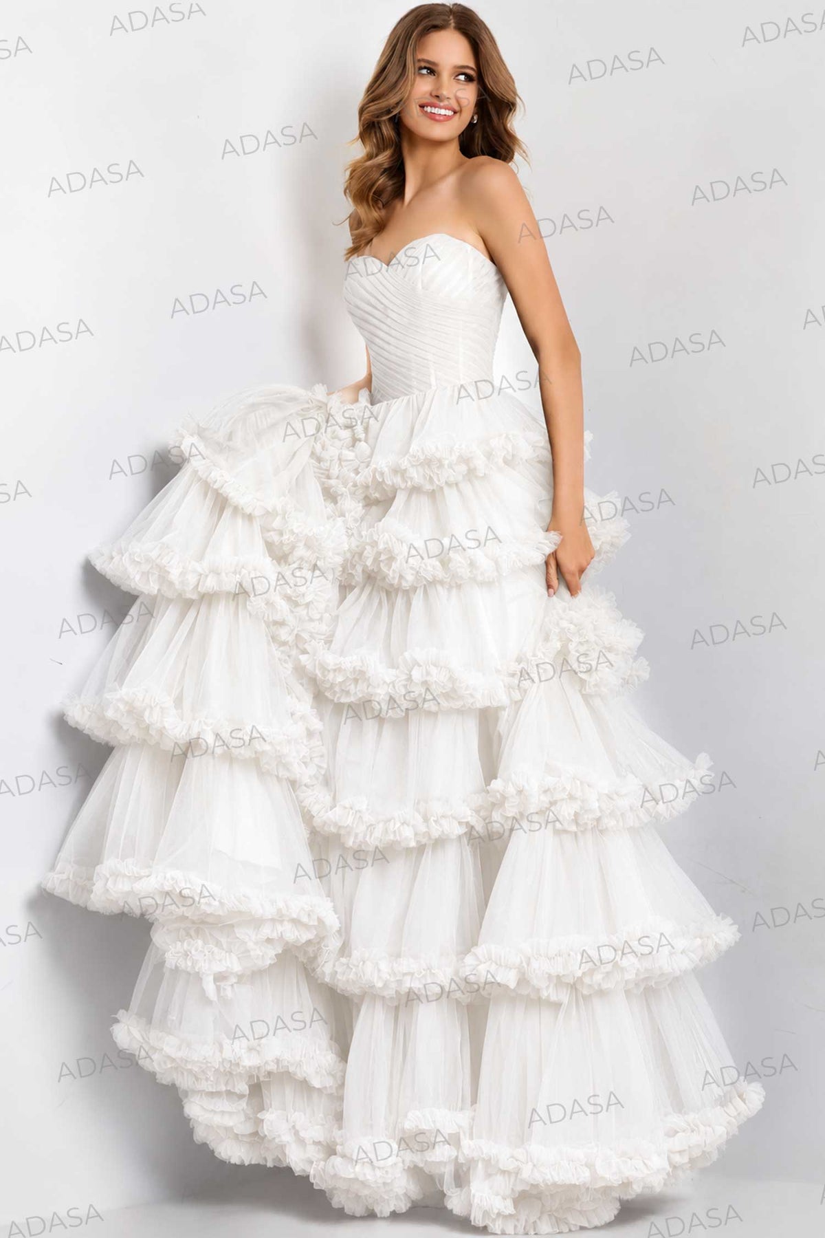 Jovani 47139 - Sweetheart Tiered Tulle Gown