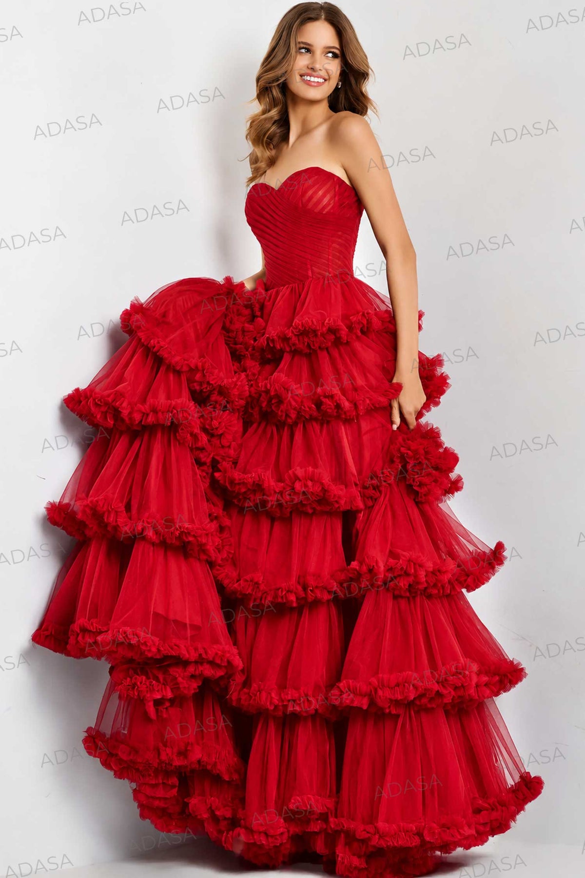 Jovani 47139 - Sweetheart Tiered Tulle Gown