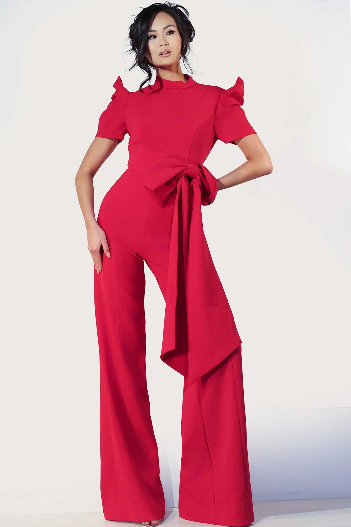 Jovani 47232 - High Neck Jumpsuit with Bow Accent