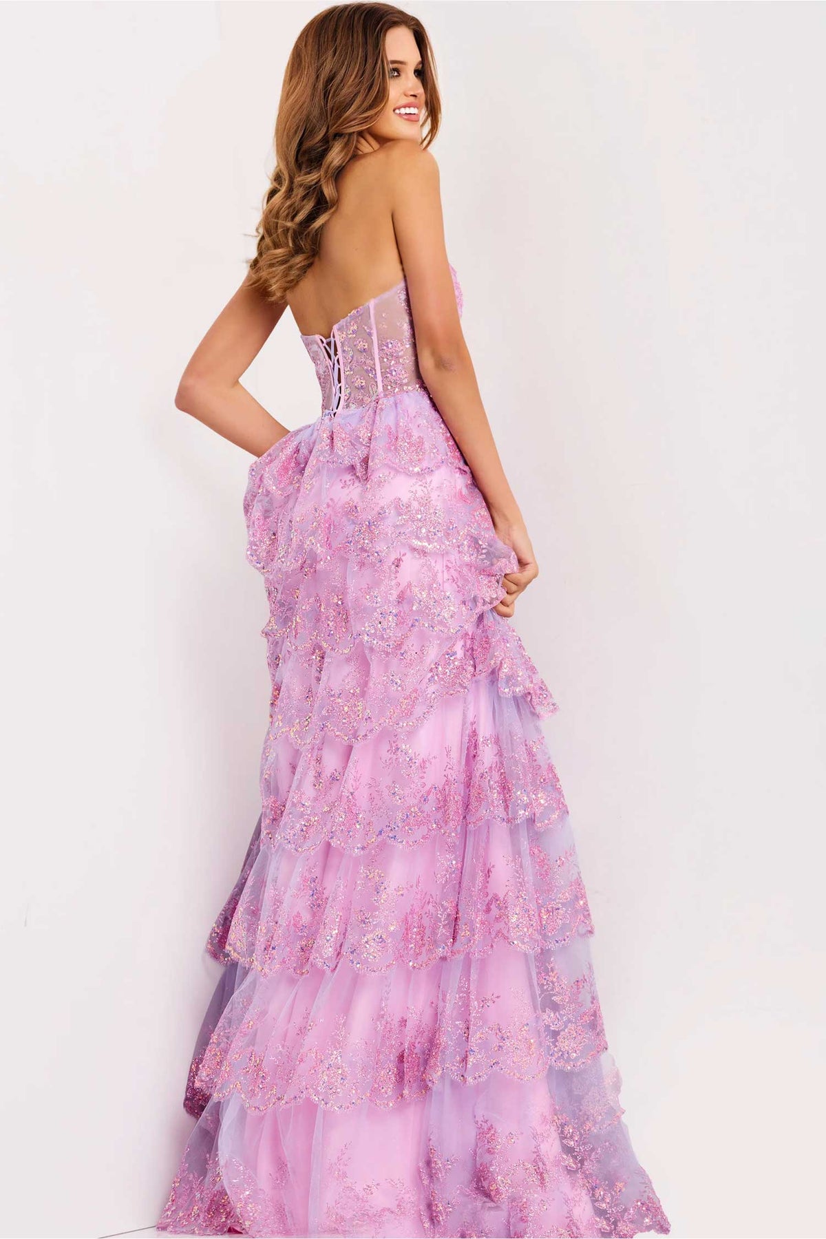 Jovani 47294 - Sheer Corset A-Line Glitter Dress