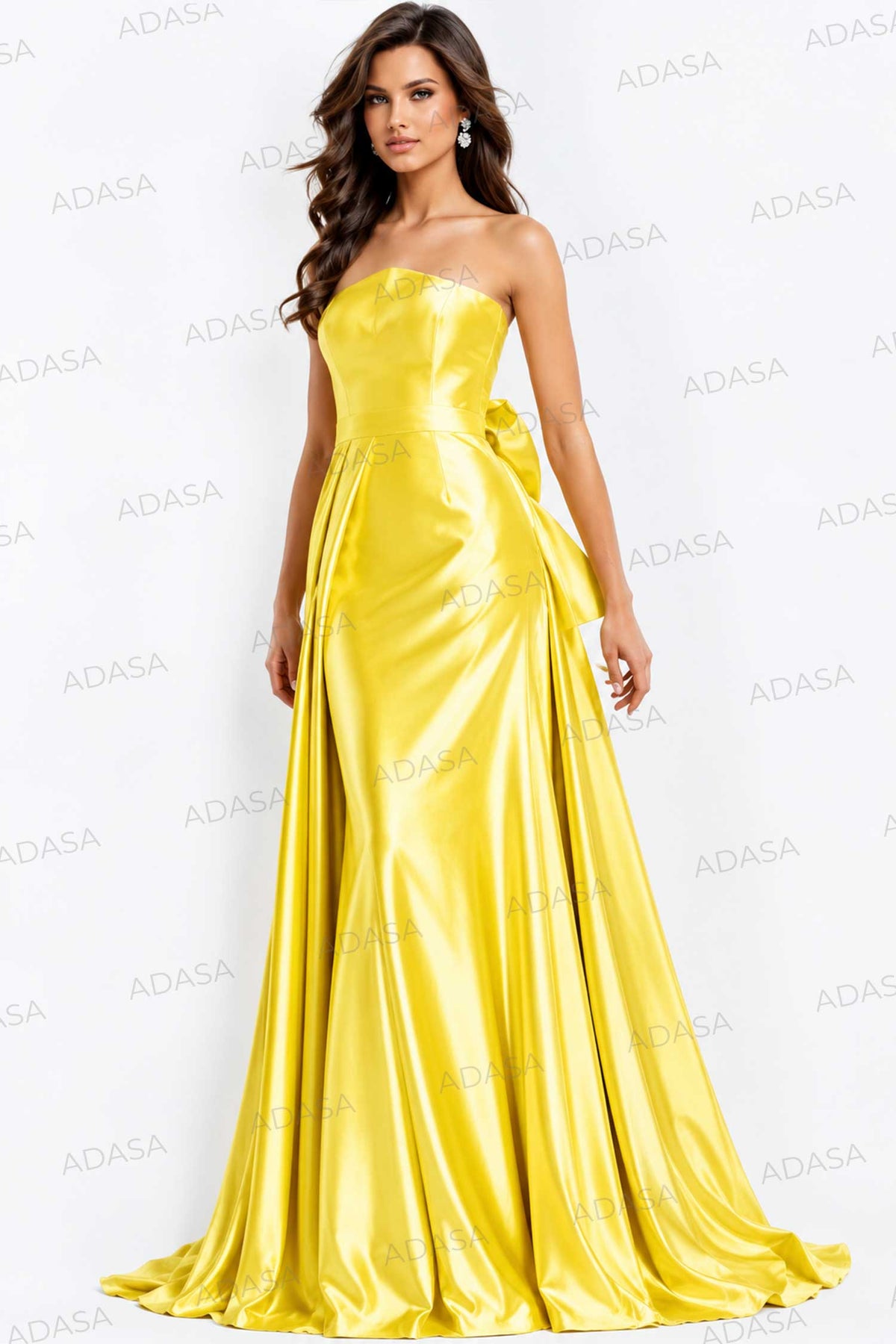 Jovani 47495 - Strapless Overskirt Gown with Back Bow