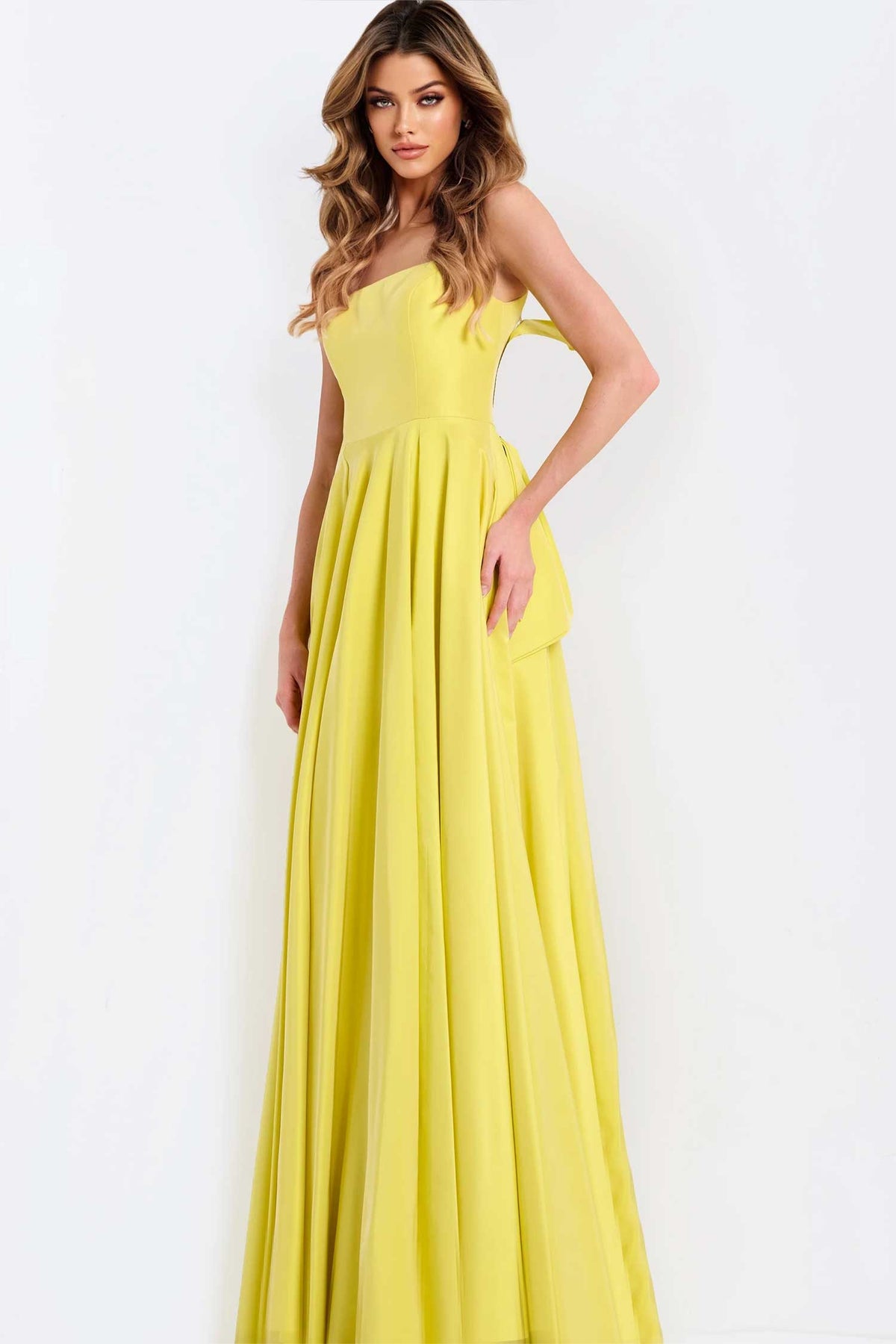 Jovani 47496 - Bow Back Wide Strap A-Line Gown