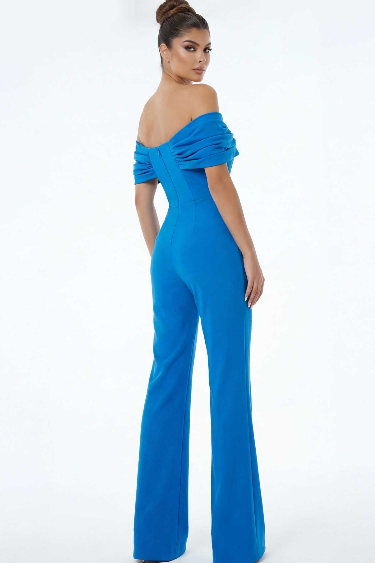 Jovani 47658 - Fold Over Neck Crepe Evening Jumpsuit