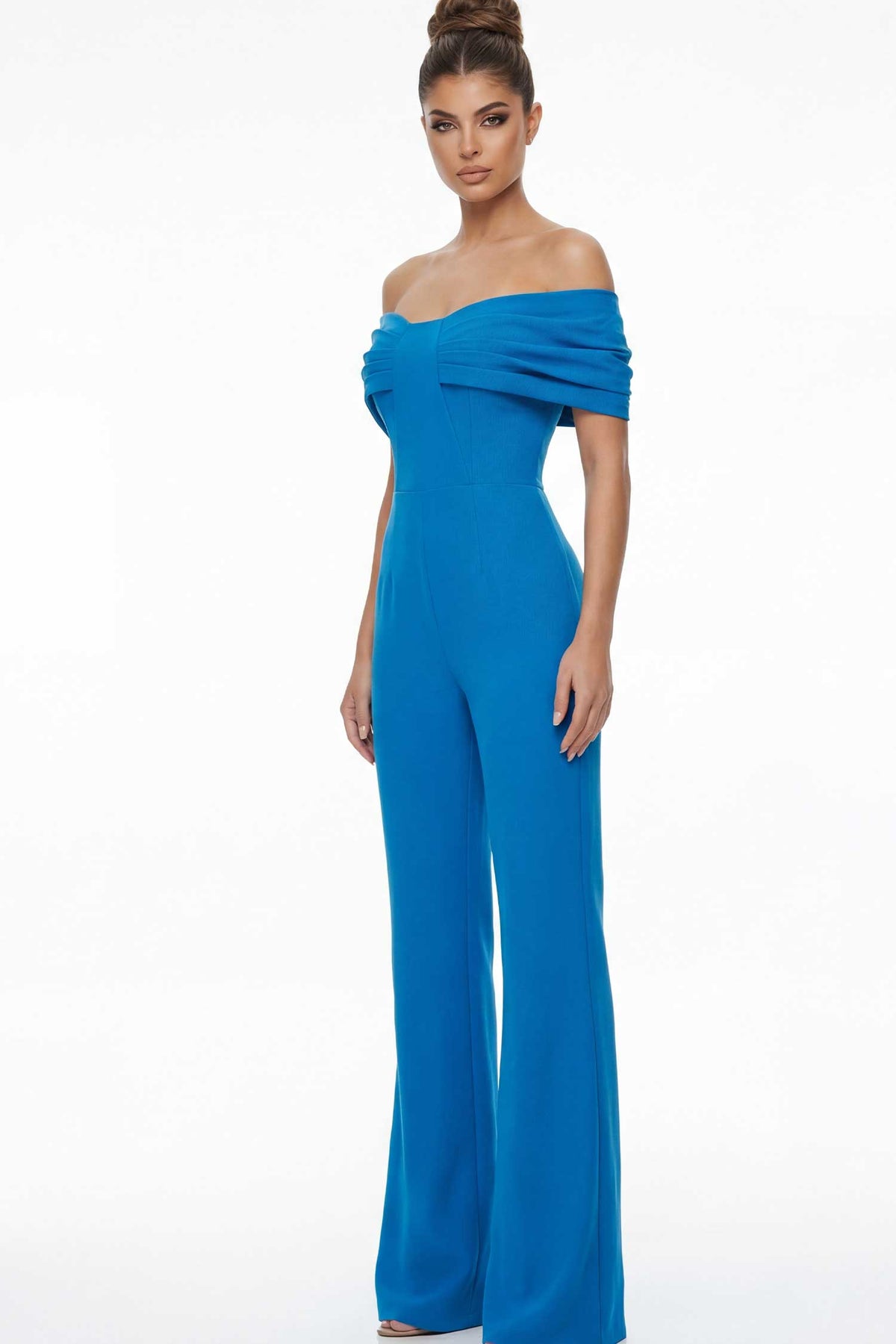 Jovani 47658 - Fold Over Neck Crepe Evening Jumpsuit