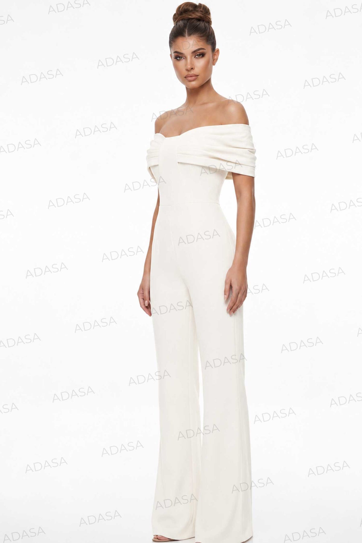Jovani 47658 - Fold Over Neck Crepe Evening Jumpsuit
