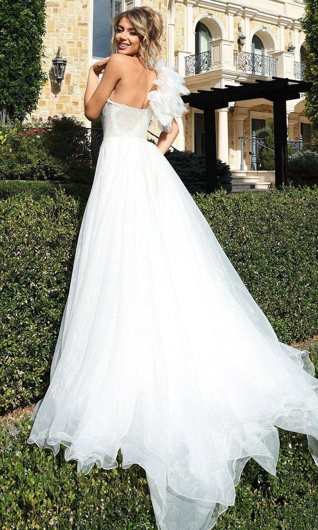 Jovani 47895 - Beaded Bodice High Slit Overskirt Gown