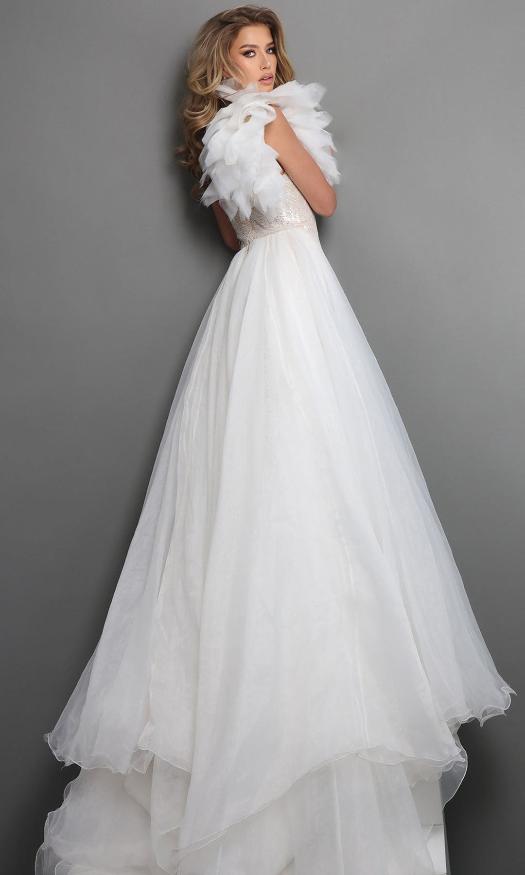 Jovani 47895 - Beaded Bodice High Slit Overskirt Gown