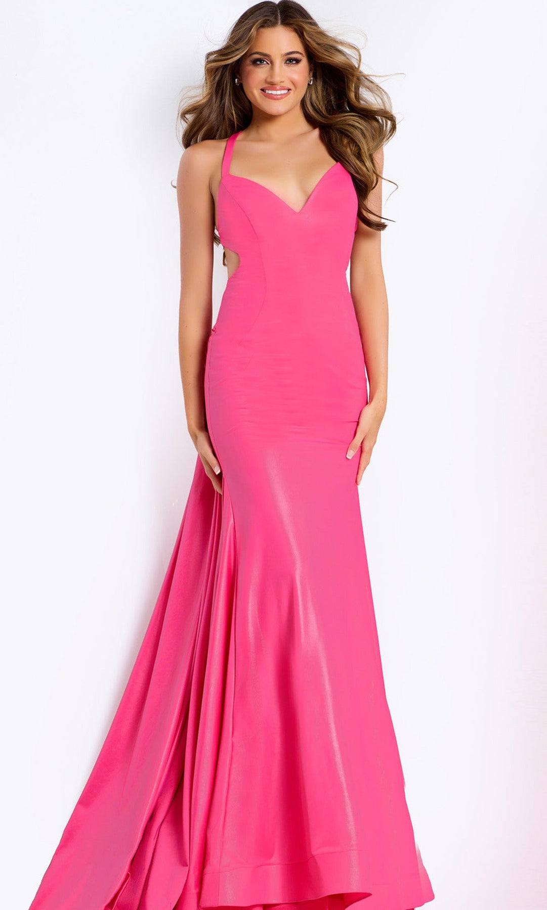 Jovani 48291 Strappy Back Prom Gown with Draped Detail